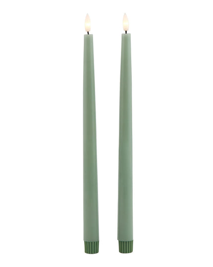 Luxe Collection S/2 Sage LED Wax Dinner Candles