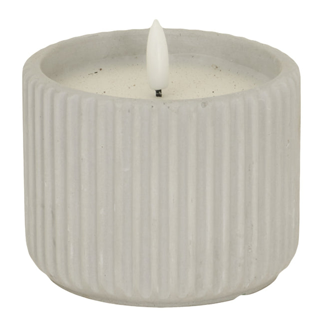 Luxe Natural Glow Chalk Ribbed LED Candle Medium