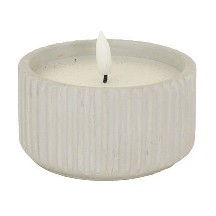 Luxe Natural Glow Chalk Ribbed LED Candle Small