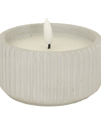 Luxe Natural Glow Chalk Ribbed LED Candle Small