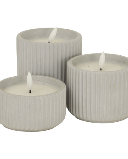 Luxe Natural Glow Chalk Ribbed LED Candle Small