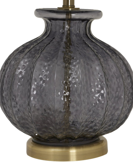 Luxton Glass Fluted Lamp With Black Velvet Shade