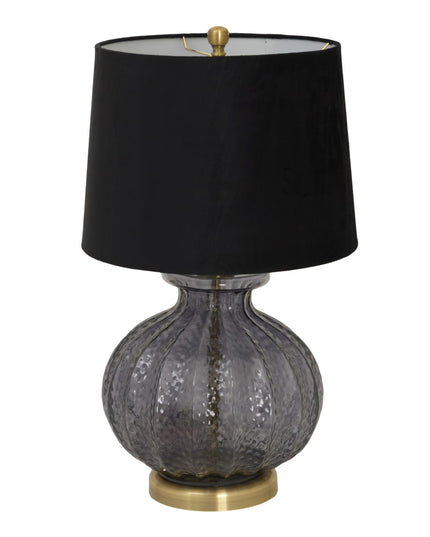 Luxton Glass Fluted Lamp With Black Velvet Shade
