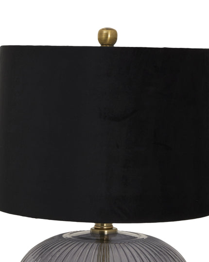 Luxton Glass Ribbed Lamp With Black Velvet Shade