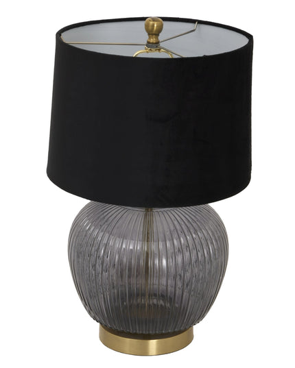 Luxton Glass Ribbed Lamp With Black Velvet Shade