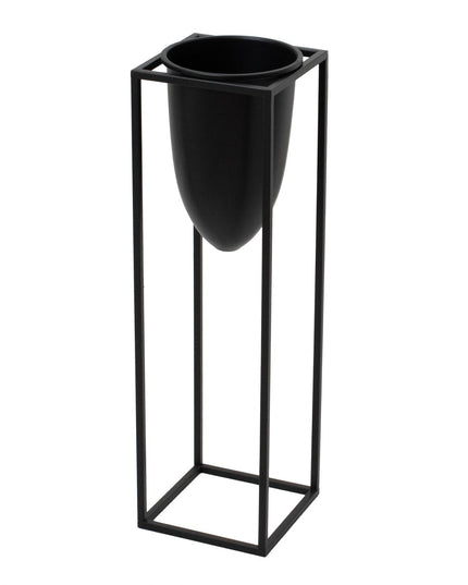 Matt Black Bullet Planter On Black Frame