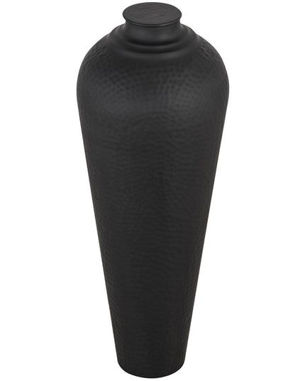 Matt Black Medium Hammered Vase With Lid