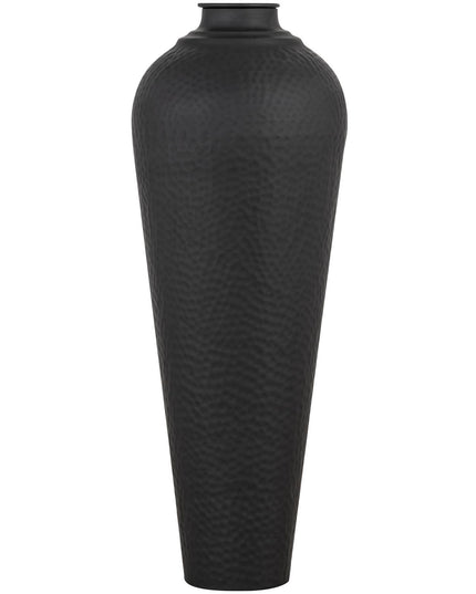 Matt Black Medium Hammered Vase With Lid