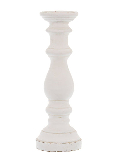 Matt White Large Ceramic Column Candle Holder