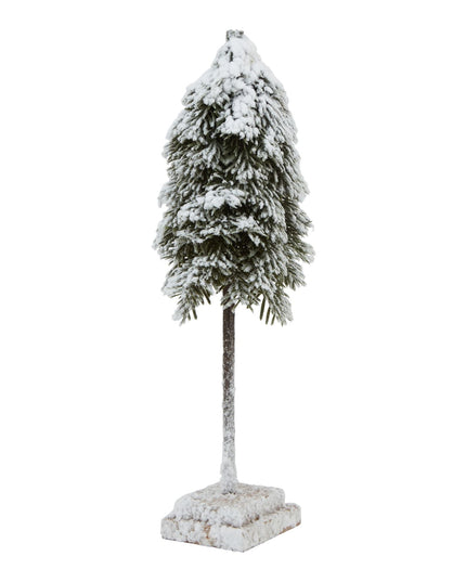 Medium Snowy Cedar Tree On Wood Block