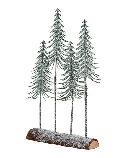 Medium Snowy Spindle Tree Quad In Wood Log