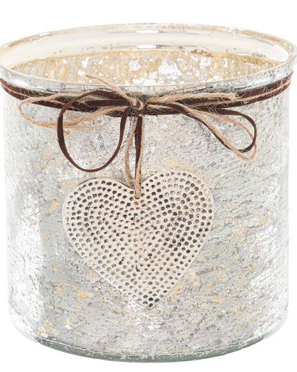 Mercury Hammered Heart Large Candle Holder