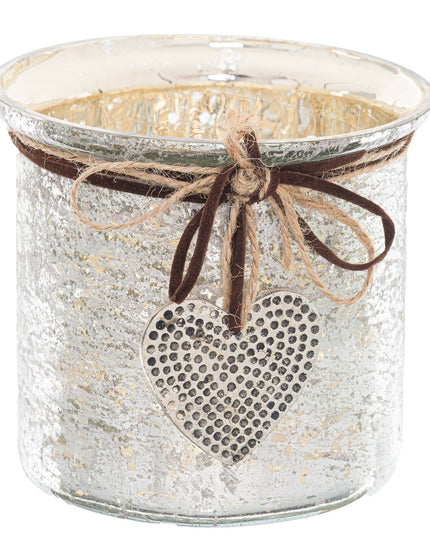 Mercury Hammered Heart Small Candle Holder