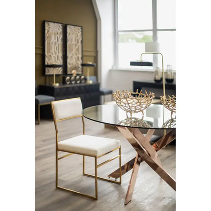 Mian Milky White Velvet Dining Chair