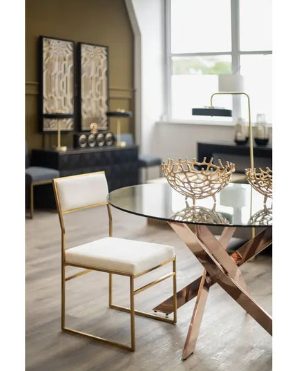 Mian Milky White Velvet Dining Chair