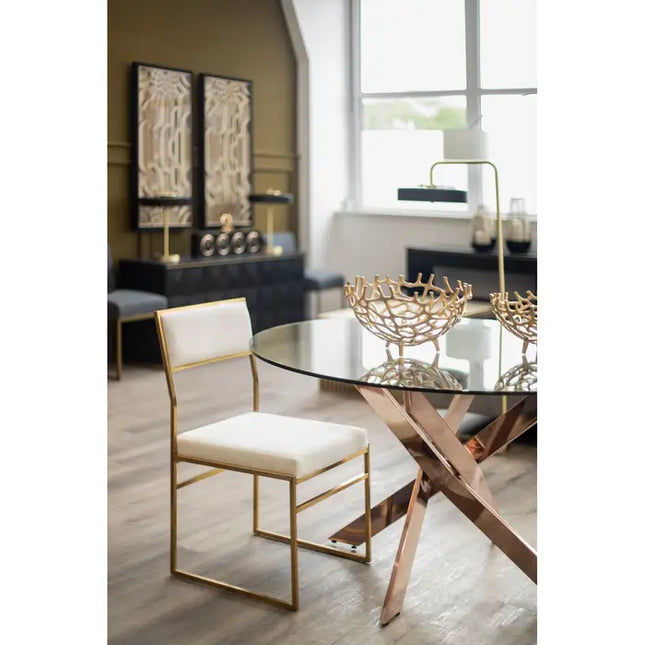 Mian Milky White Velvet Dining Chair