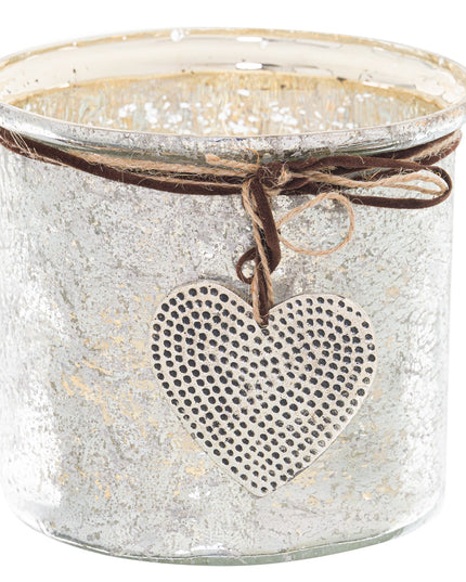 Murcury Hammered Heart Medium Candle Holder