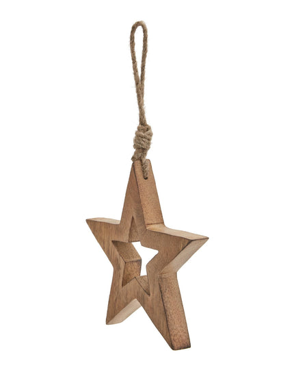 Natural Wooden Hanging Star