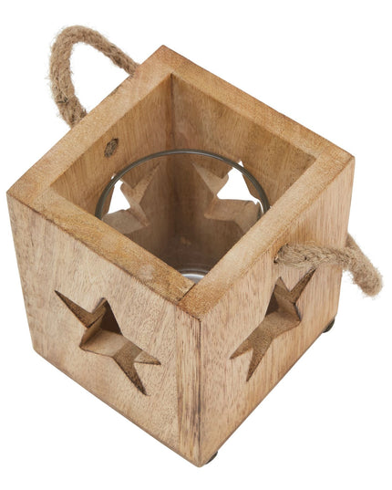 Natural Wooden Small Star Tealight Candle Holder