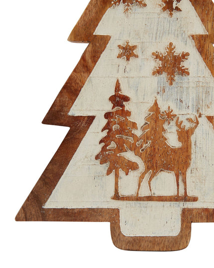 Natural Wooden Snow Scene Tree Decoration