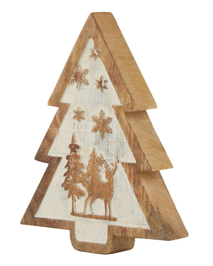 Natural Wooden Snow Scene Tree Decoration
