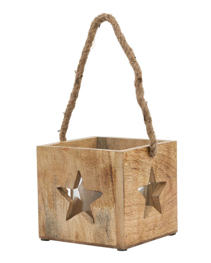 Natural Wooden Star Tealight Candle Holder