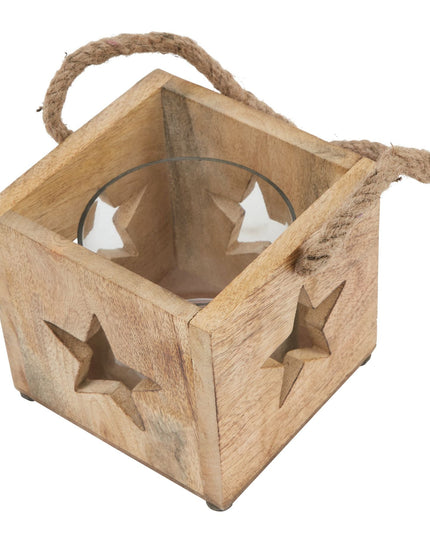 Natural Wooden Star Tealight Candle Holder