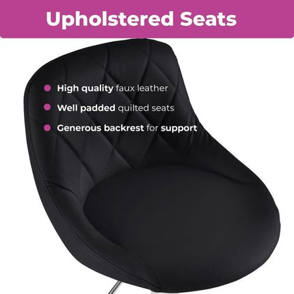 Neo Set of Two Black Leather Bar Stools