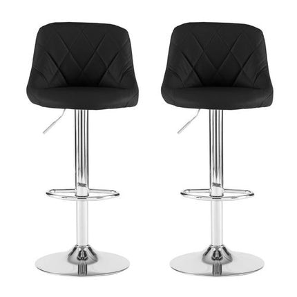 Neo Set of Two Black Leather Bar Stools