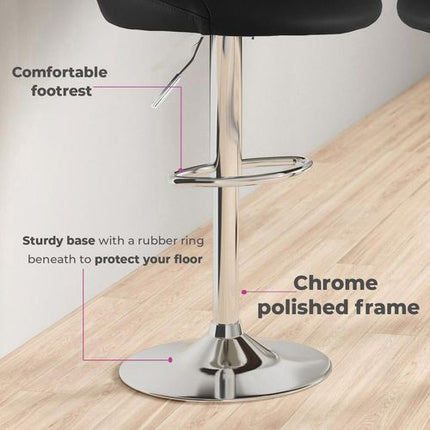 Neo Set of Two Black Leather Bar Stools