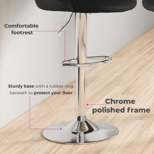 Neo Set of Two Black Leather Bar Stools