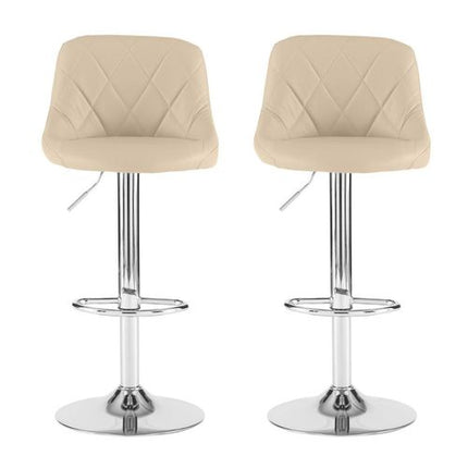 Neo Set of Two Cream Leather Bar Stools