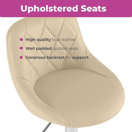 Neo Set of Two Cream Leather Bar Stools