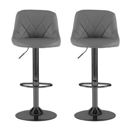 Neo Set of Two Dark Grey Leather Bar Stools