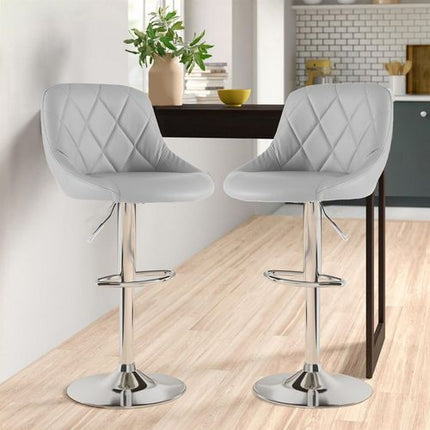 Neo Set of Two Grey Leather Bar Stools