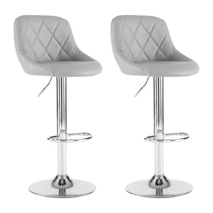 Neo Set of Two Grey Leather Bar Stools