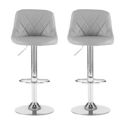 Neo Set of Two Grey Leather Bar Stools