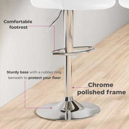 Neo Set of Two White Leather Bar Stools