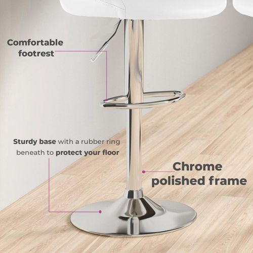 Neo Set of Two White Leather Bar Stools