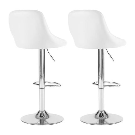 Neo Set of Two White Leather Bar Stools