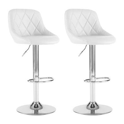 Neo Set of Two White Leather Bar Stools