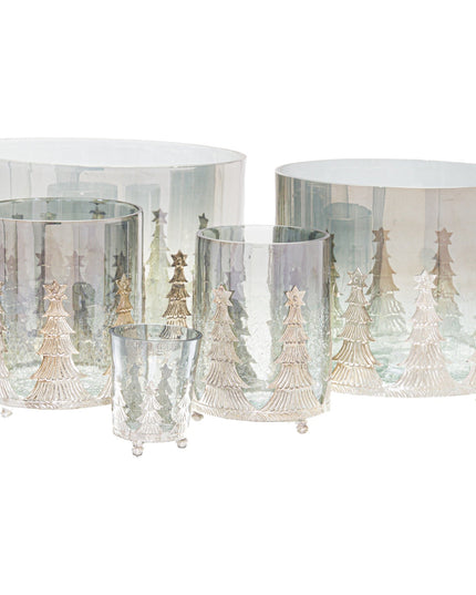 Noel Collection Small Christmas Tree Crackled Candle Holder