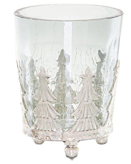 Noel Collection Small Christmas Tree Crackled Candle Holder