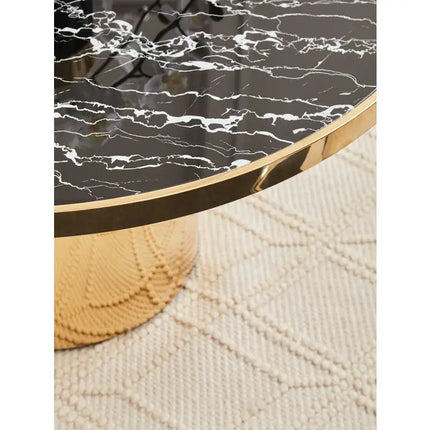 Oria Black Marble Effect Gold Base Coffee Table