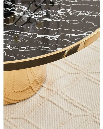 Oria Black Marble Effect Gold Base Coffee Table