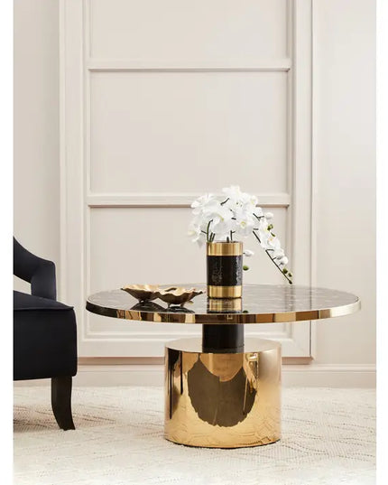Oria Black Marble Effect Gold Base Coffee Table