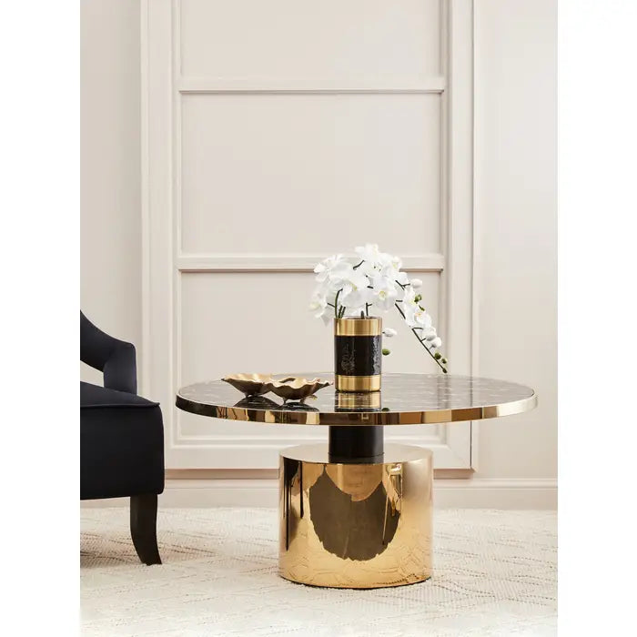 Oria Black Marble Effect Gold Base Coffee Table