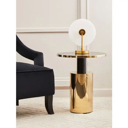 Oria Black Marble Effect Top and Gold Base Side Table