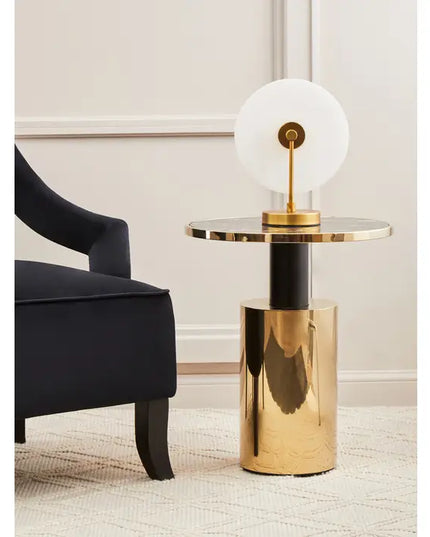 Oria Black Marble Effect Top and Gold Base Side Table