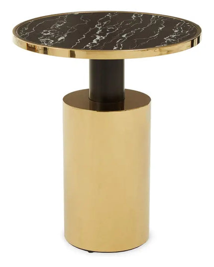 Oria Black Marble Effect Top and Gold Base Side Table